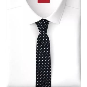 Hugo by Hugo Boss Men's Skinny Jacquard Dot Tie Dark Blue OS